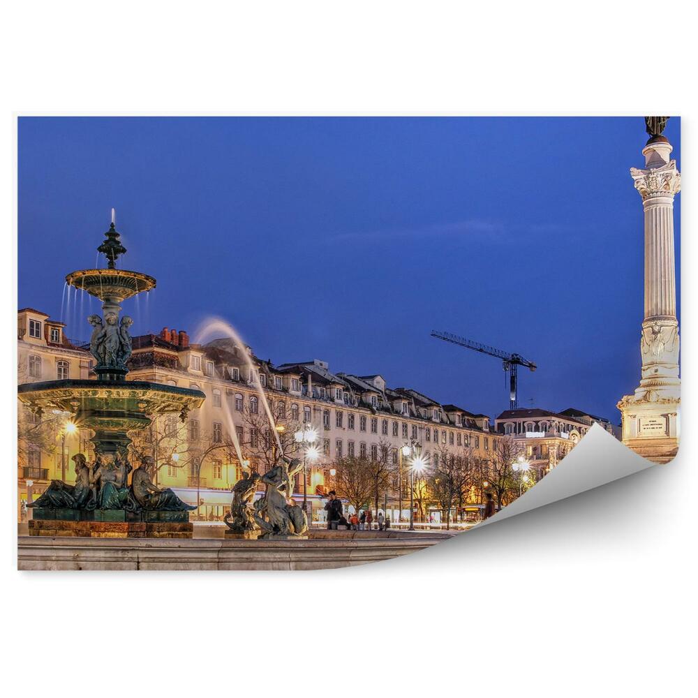 Fototapeta na stenu Fontána pamätník trhovisko lisabon ľudia budovy