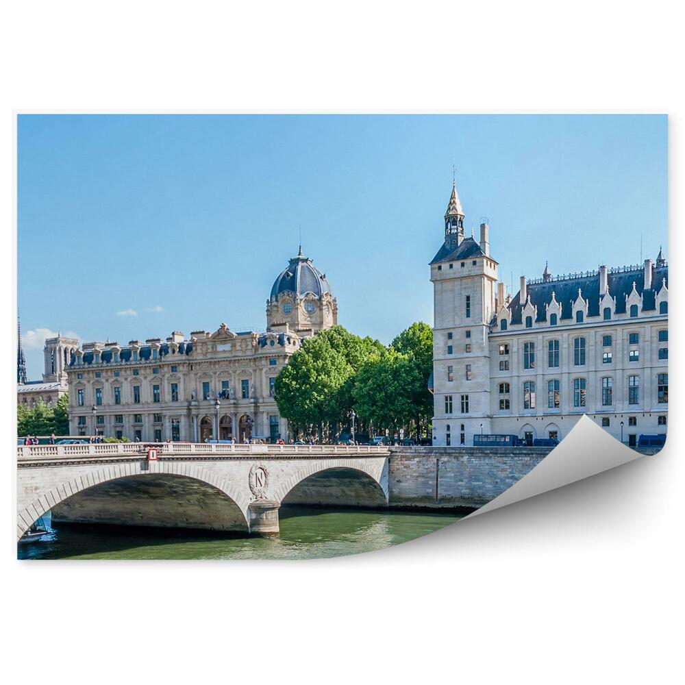 Fototapeta na stenu Most Saint-Michel budovy stromy Francúzsko Paríž Seina