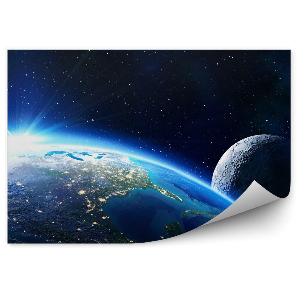 Fototapeta na stenu Planéta Zem Mesačné Krátery Obloha Hviezdy