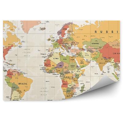 Fototapeta Vintage mapa sveta názvy krajín