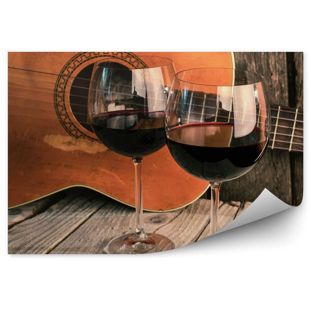 Fototapeta na stenu Klasická gitara poháre na víno romantizmus