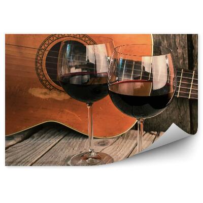 Fototapeta na stenu Klasická gitara poháre na víno romantizmus