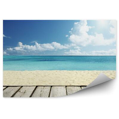 Fototapeta na stenu Drevená Terasa Pláž Oceán More Obloha Mraky