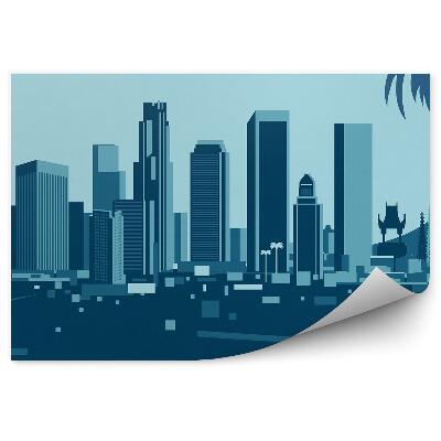 Fototapeta Mrakodrapy Los Angeles nápis Hollywood palmy obrázok