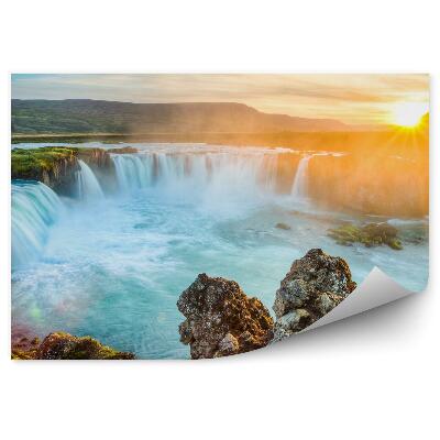 Fototapeta na stenu Island Vodopády Západ Slnka Vegetácia