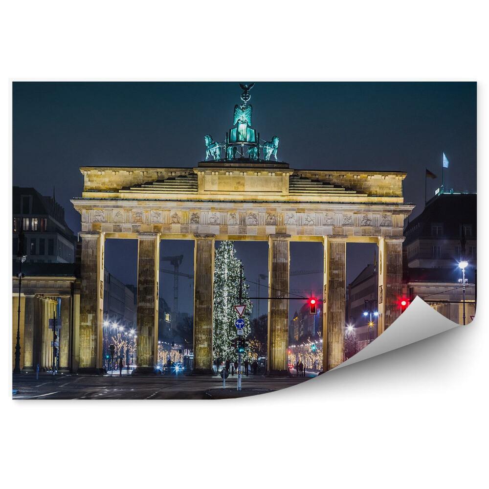 Fototapeta na stenu Brandenburská brána Berlín Vianočné dopravné značky autá