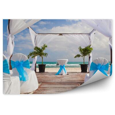 Fototapeta na stenu Romantické svadobné kvety pláž karibské more obloha mraky