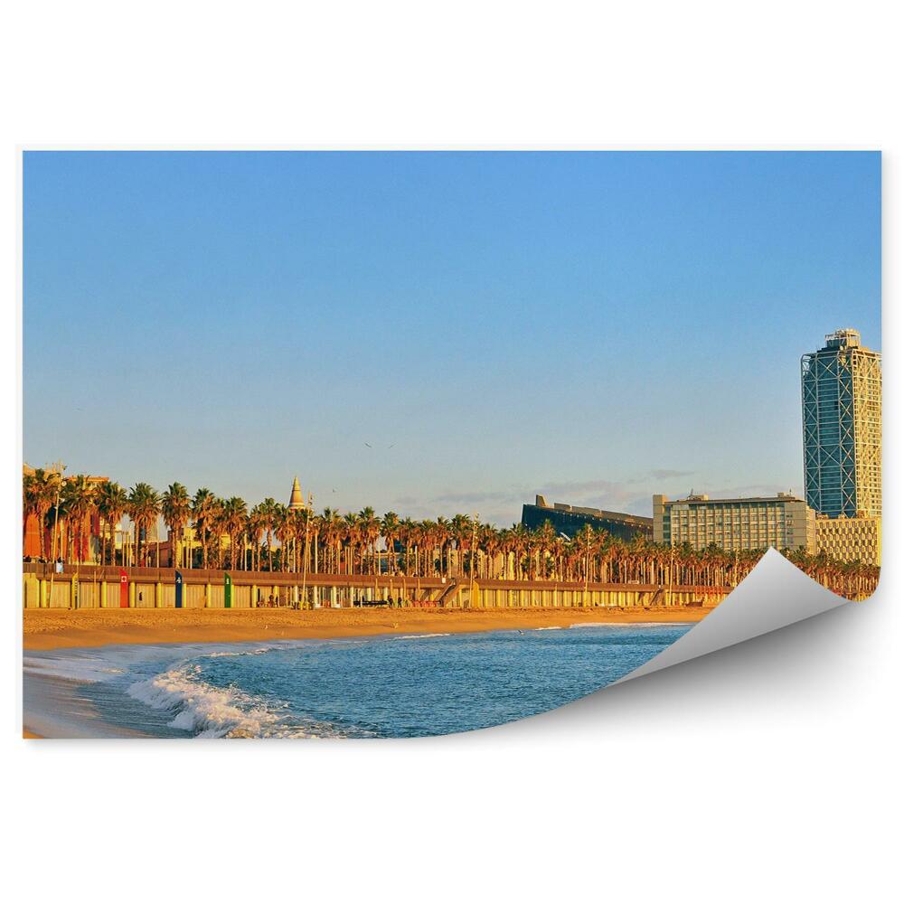 Fototapeta na stenu Pláž oceán palmy budovy Barcelona Španielsko