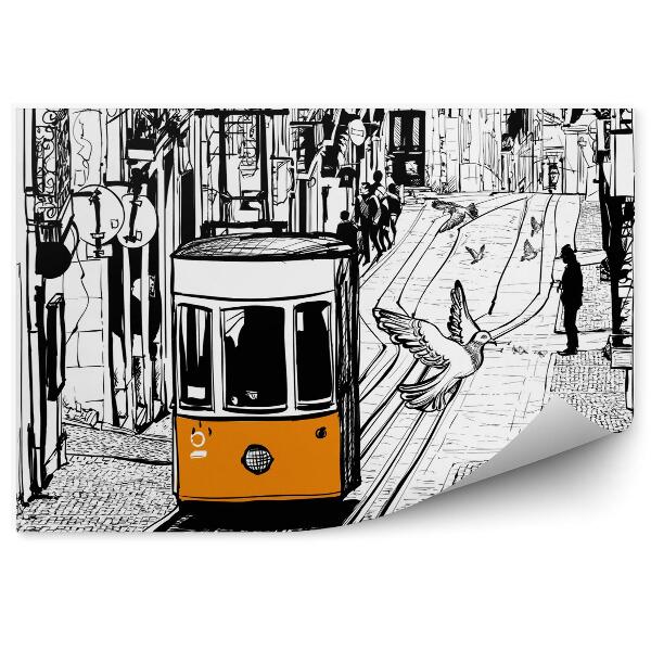 Fototapeta Tramvaje v Lisabone v blízkosti námestia chiado