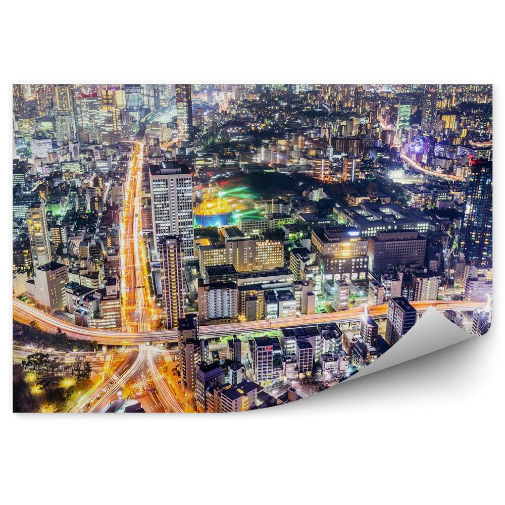 Fototapeta Noc Svetla Pohľad Z Vtáčej Perspektívy Panoráma Mesta Tokio