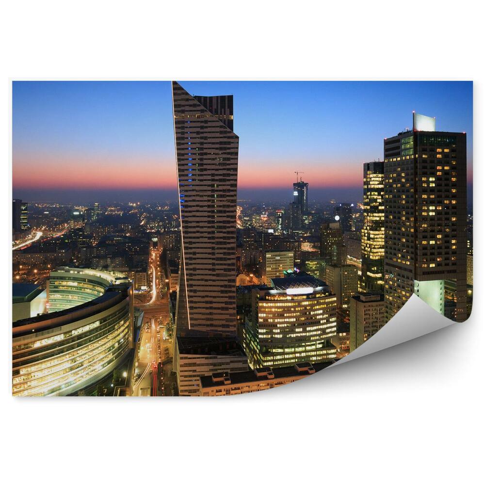 Fototapeta Centrum Varšavy pri západe slnka