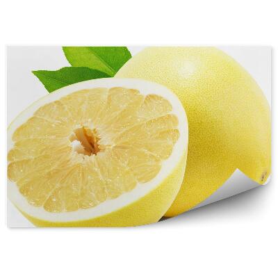 Fototapeta na stenu Čínsky grapefruit žlté ovocie polovica citrusov biele pozadie