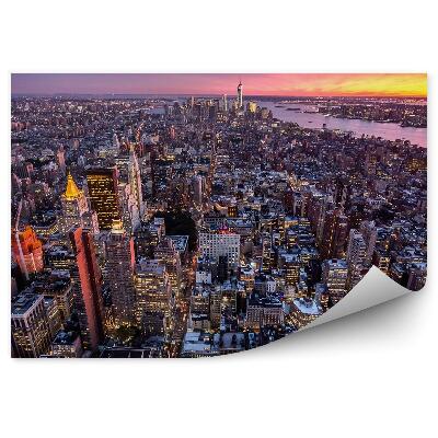 Fototapeta na stenu Pohľad z vtáčej perspektívy New York západ slnka svetlá