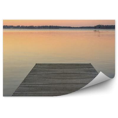 Fototapeta Drevené Mólo Škandinávia Jazero Hory