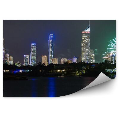 Fototapeta na stenu Mrakodrapy oceán stromy ohňostroj Austrália svetlá