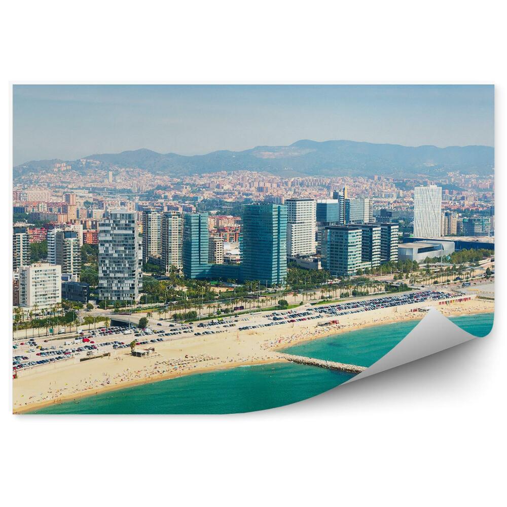 Fototapeta More pláž budovy výhľad na oblohu Barcelona Španielsko