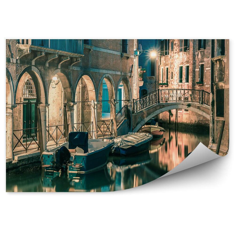 Fototapeta Benátky Noc Kanál Lode Oblúky Architektúra
