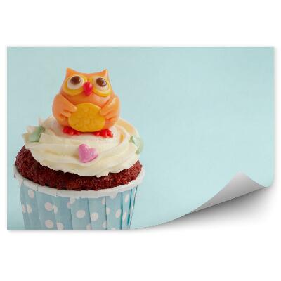 Fototapeta Cupcake dezert sova cukrový posyp modré pozadie