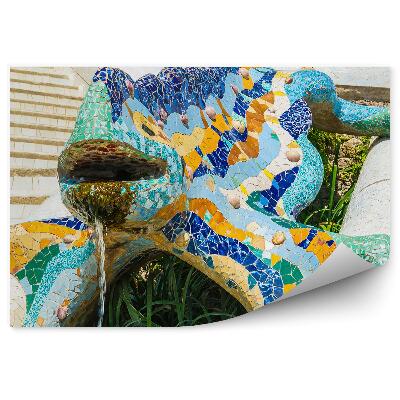 Fototapeta Salamandra mozaiková fontána voda tráva schodisko