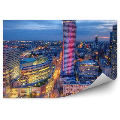 Fototapeta na stenu Panoráma nočnej Varšavy svetlá