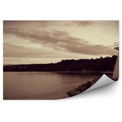 Fototapeta Sépiová farba pobrežie more maják