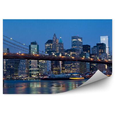 Fototapeta Mrakodrapy mosty oceán New York nočné svetlá