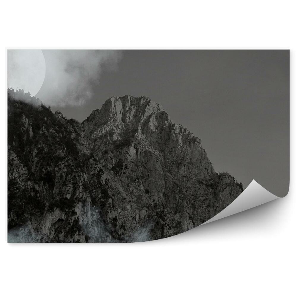 Fototapeta na stenu čiernobiele alpy hory mraky mesiac