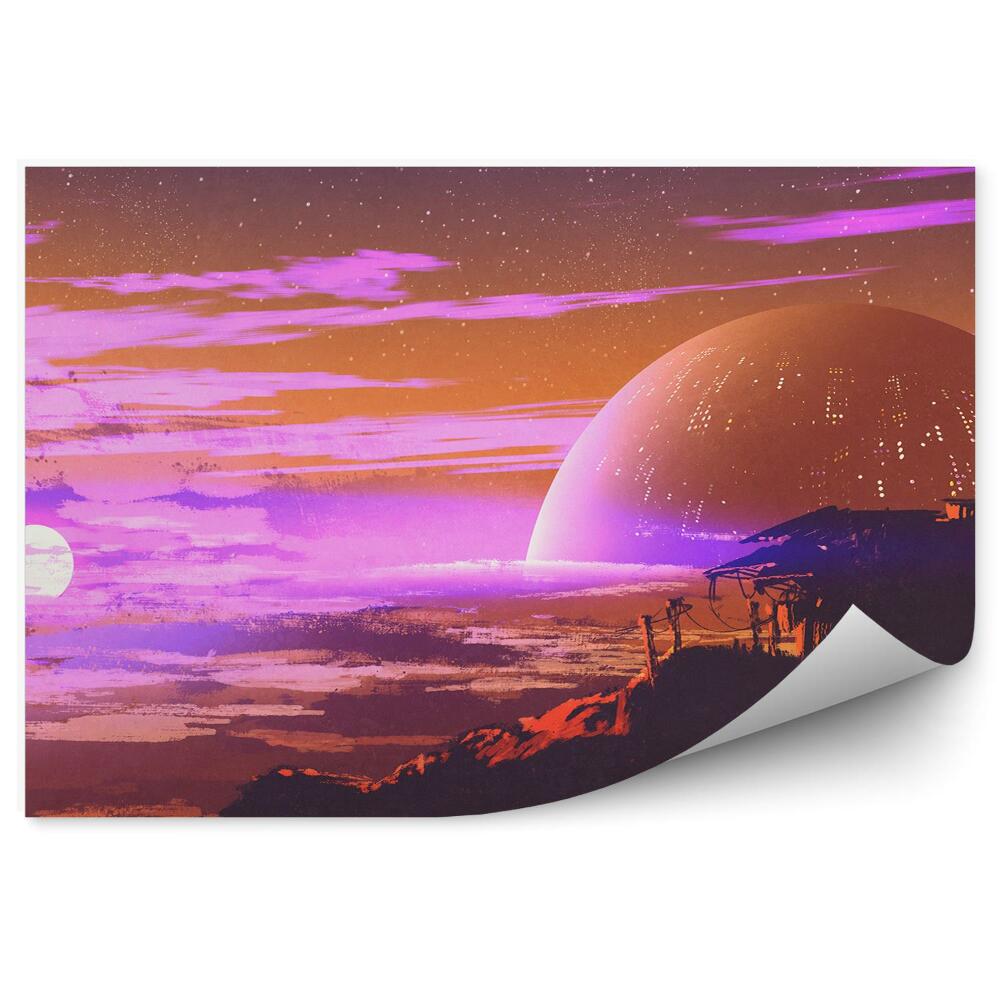 Fototapeta na stenu Starý Dom Planéta Mesiac Hviezdy Vesmír Obraz