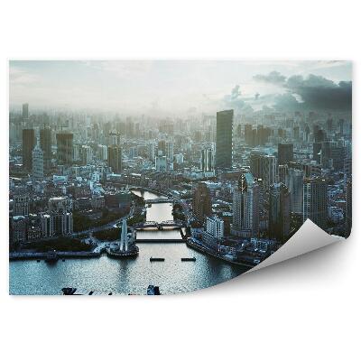 Fototapeta na stenu Panoráma Loď Mesto Sivá Obloha Čína