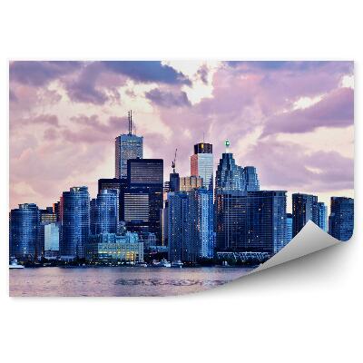 Fototapeta Pohľad na mestské budovy ružové svetlo