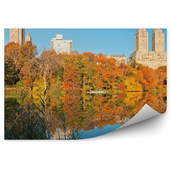 Fototapeta na stenu Central Park jeseň domy mrakodrapy rieka New York tiene