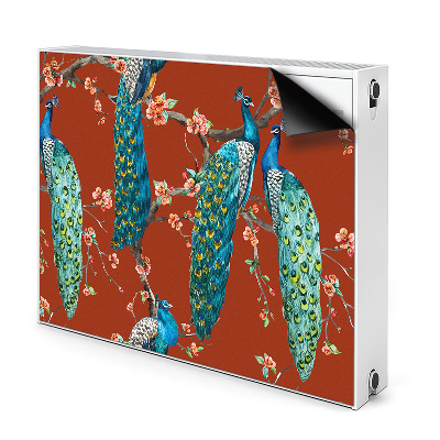 Dekoračný magnetický kryt na radiátor Pávi a kvetinové konáre