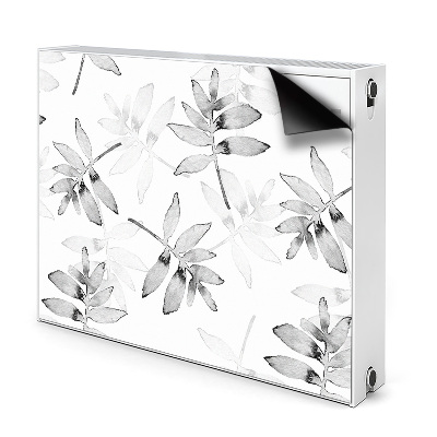 Dekoračný magnet na radiátor Čiernobiele akvarelové lístie