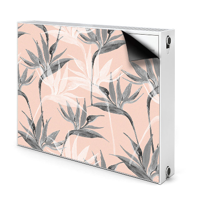 Dekoračný magnet na radiátor Tropické kvety a listy na ružovej
