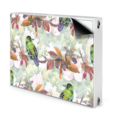 Dekoračný magnetický kryt na radiátor Akvarelové vtáky a farebné listy