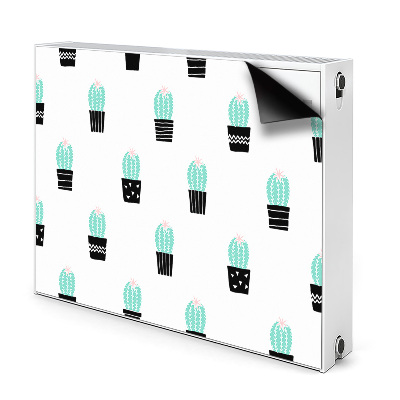 Dekoračný magnetický kryt na radiátor Kaktusy v čiernobielych kvetináčoch