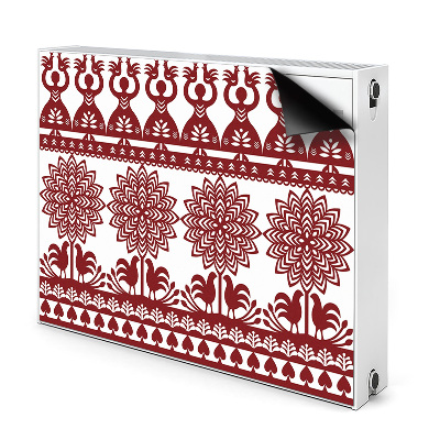 Dekoračný magnetický kryt na radiátor Folklórne kvety a kohúty