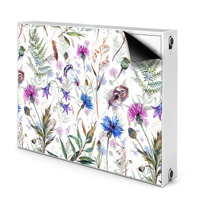 Dekoračný magnetický kryt na radiátor Divoké kvety a listy akvarel