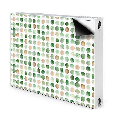 Dekoračný magnet na radiátor Zelené akvarelové bodky na bielej