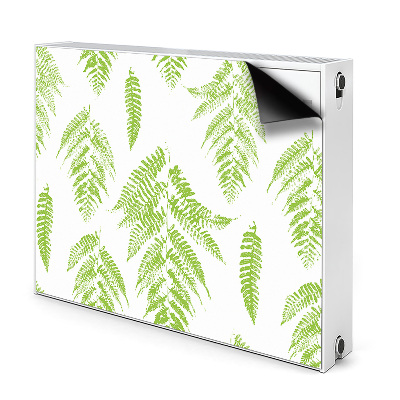 Dekoračný magnetický kryt na radiátor Zelené listy papradí na bielom
