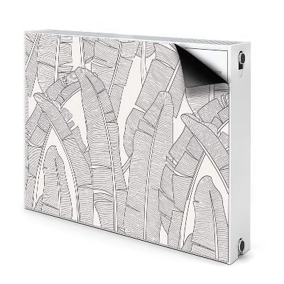 Dekoračný magnetický kryt na radiátor Banánové listy v čiernobielej kresbe