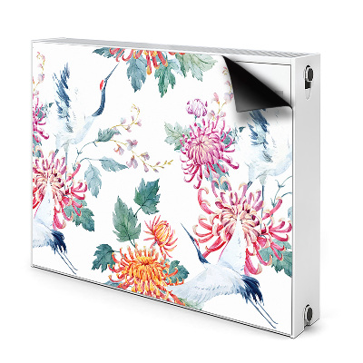 Dekoračný magnet na radiátor Žeriavy a chryzantémy vo farbách