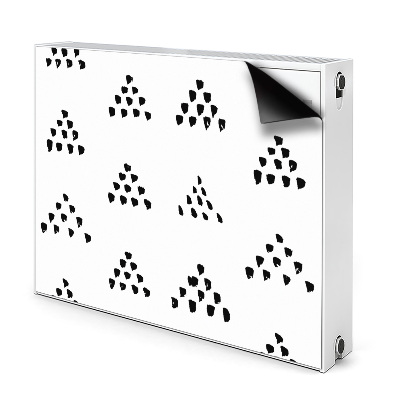 Dekoračný magnetický kryt na radiátor Čierne trojuholníky z nepravidelných bodiek