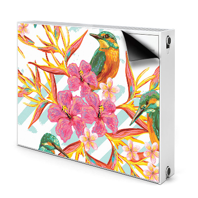 Dekoračný magnetický kryt na radiátor Tropické kvety a vtáky