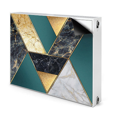 Dekoračný magnetický kryt na radiátor Zlatý geometrický mramorový trojuholník