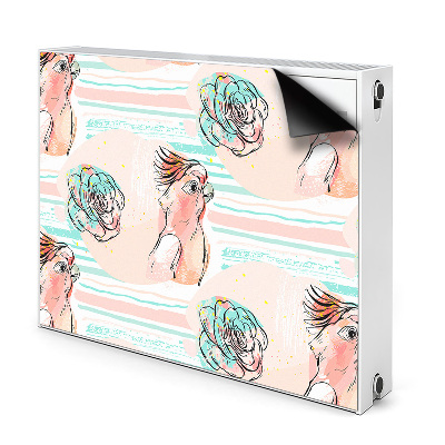 Dekoračný magnet na radiátor Papagáje a kvety v pastelových farbách