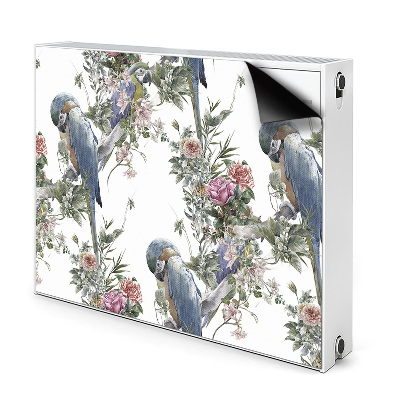 Dekoračný magnet na radiátor Papagáje a kvety na vetvách