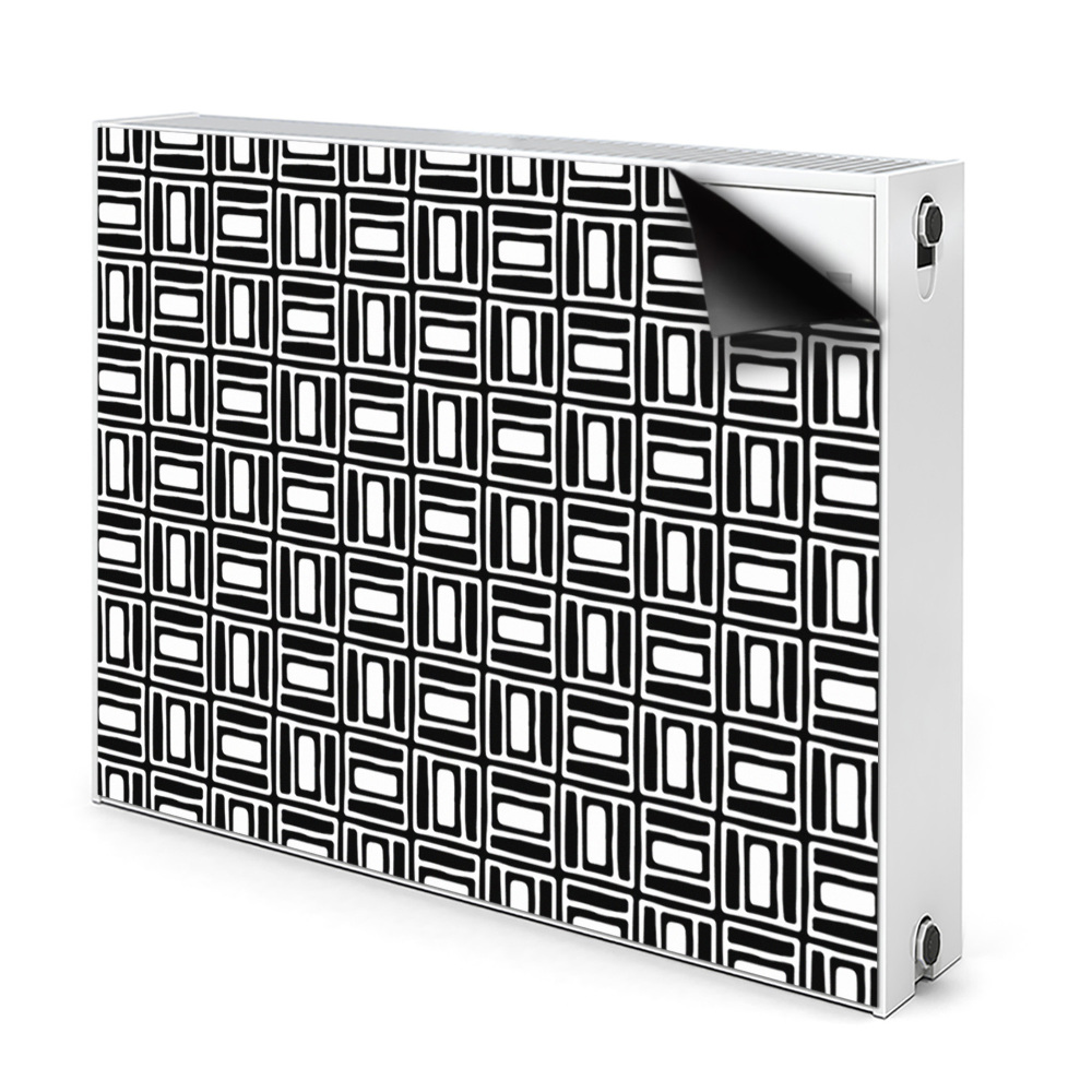 Dekoračný magnetický kryt na radiátor Čiernobiele geometrické opakujúce sa štvorce