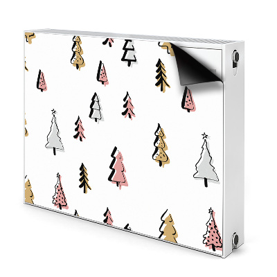 Dekoračný magnet na radiátor Farebné vianočné stromčeky na bielom