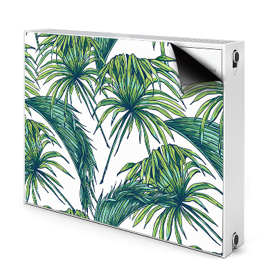 Dekoračný magnetický kryt na radiátor Tropické palmové listy na bielom pozadí